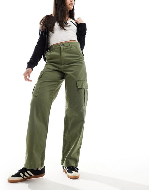 Twill cargo trousers in khaki-Green