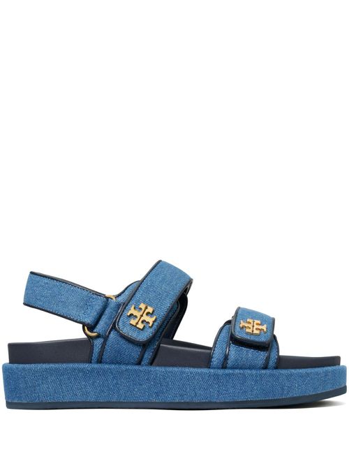 Kira touch-strap denim sandals - Blue