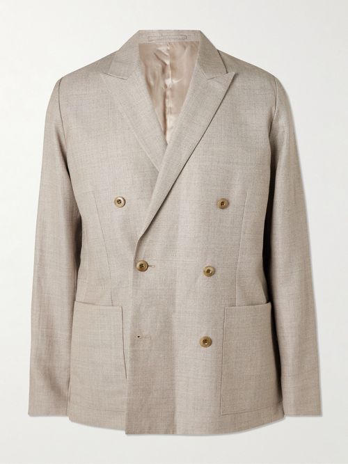 Jordin 10027 Double-Breasted Linen and Wool-Blend Blazer