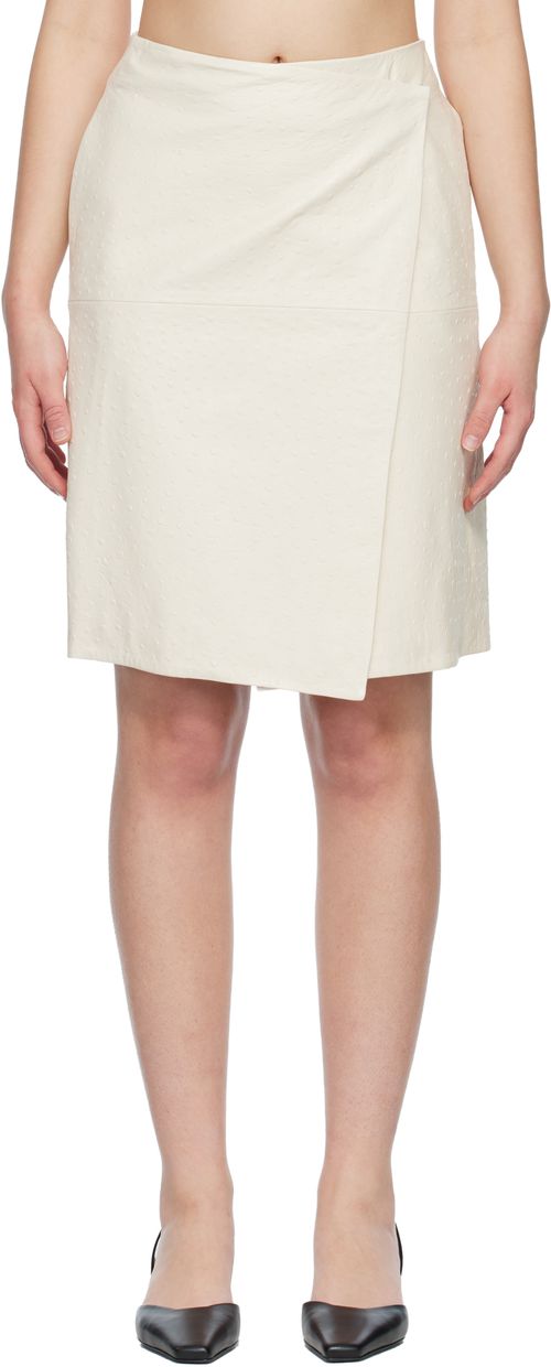 Off-White GORA Ostrich-Effect Wrap Leather Midi Skirt