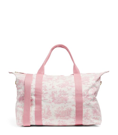 Pink Toile Foldable Overnight Bag