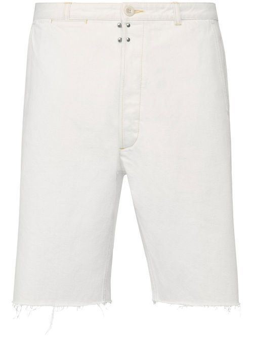 Knee-length denim shorts - White