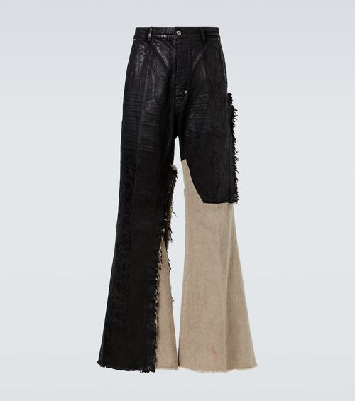 Joris coated distressed wide-leg jeans
