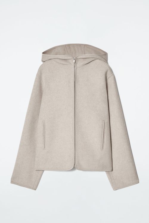 HOODED DOUBLE-FACED WOOL JACKET
