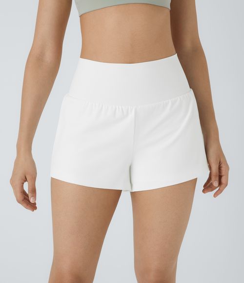 SoftlyZero™ Airy Super High Waisted Cool Touch Yoga Shorts with Pockets Gym Short - White