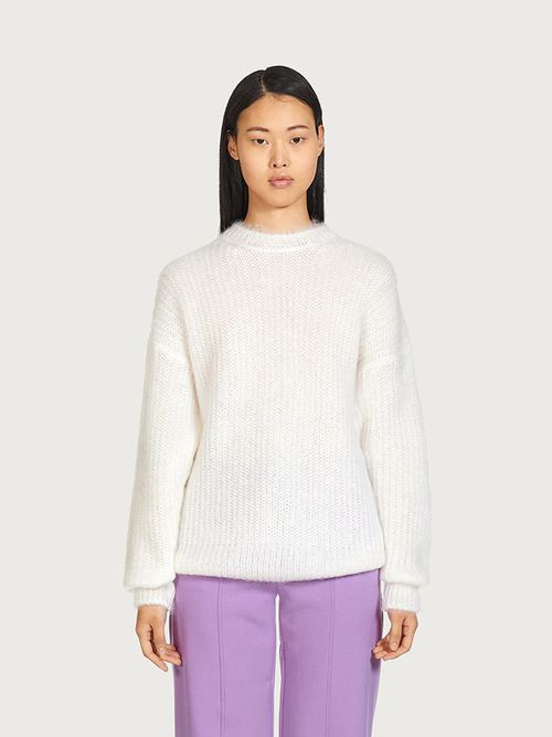 Drop-shoulder knitted jumper - White
