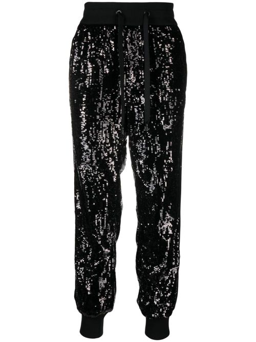 Sequin-embellished side-panel trousers - Black