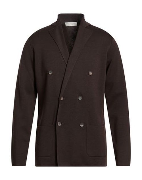 Man Cardigan Dark brown Size 36 Merino Wool