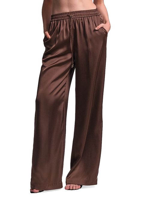 Women's Amara Satin Drawstring Pants - Chocolate