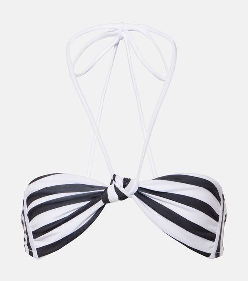 Striped halterneck bikini top