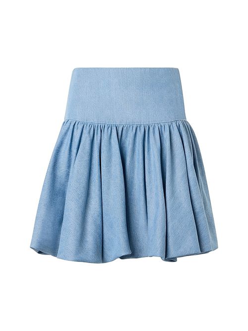 Women's Washed Denim A-Line Miniskirt - Sky Blue Denim
