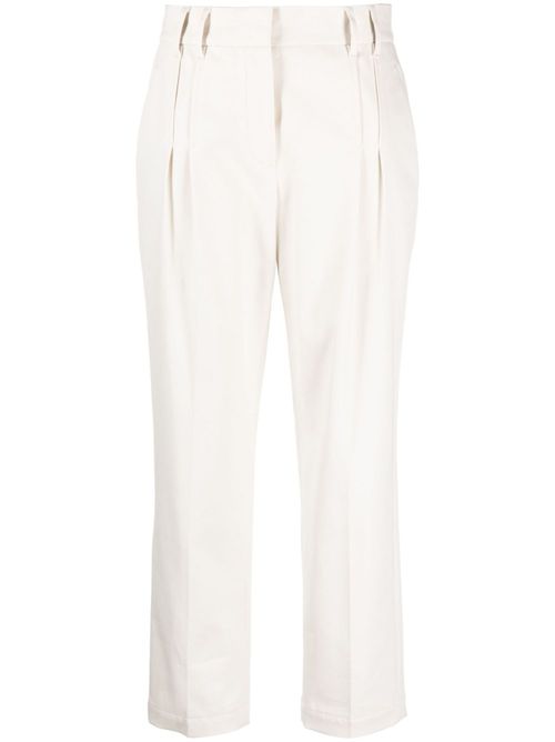High-waisted straight-leg trousers - Neutrals