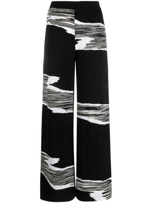 Slub-print wide-leg trousers - Black
