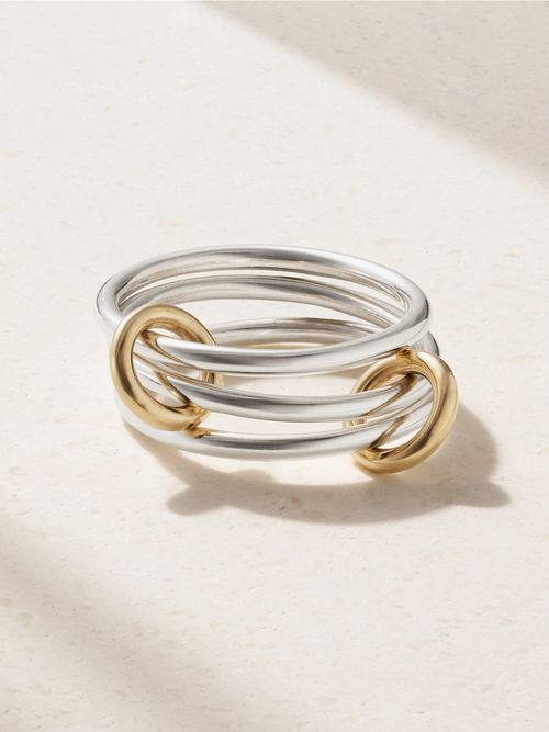 Solarium Set Of Three Sterling Silver And 18-karat Gold Rings - 6 1/2