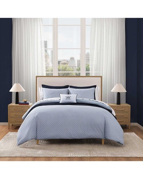 Trellis Flag Texture Reversible Cotton Percale Duvet Set