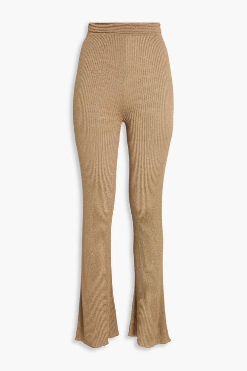 Neriah metallic ribbed-knit flared pants - Metallic - L
