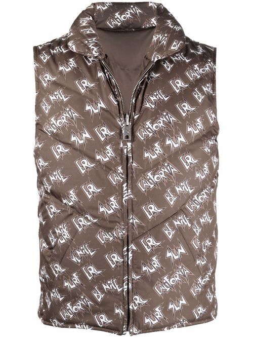 Logo-print padded gilet - Green