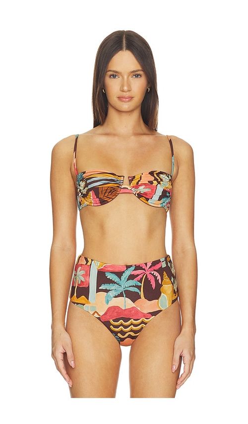 MINKPINK Isola Gathered Bikini Top in Chocolate. - XS also in S, M