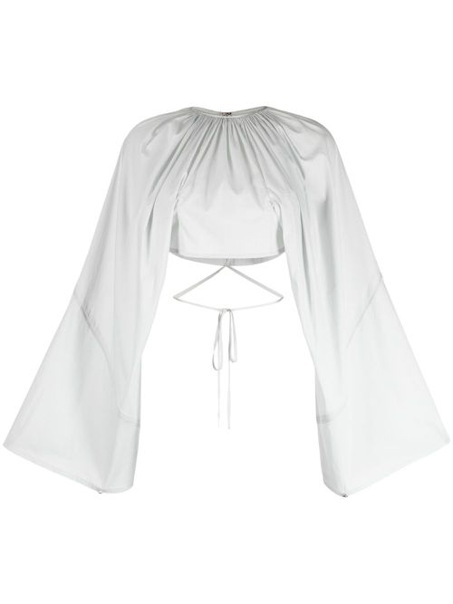 Gathered-detail cropped blouse - Grey