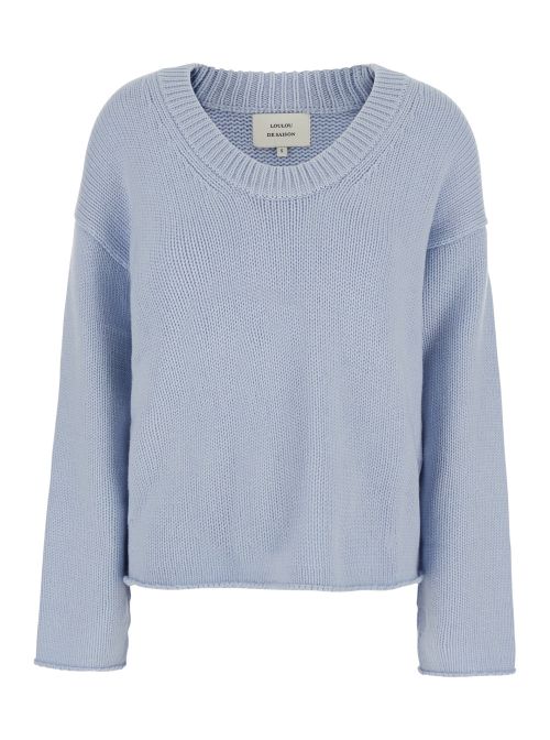 Cashmere Wide-Neck Sweater — Blue