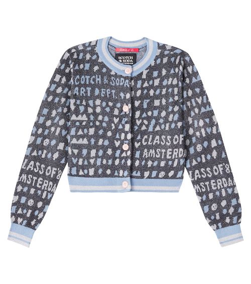 Cropped jacquard cardigan