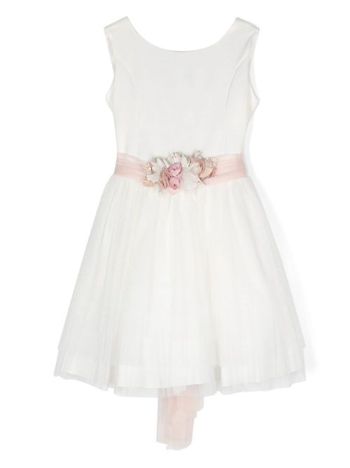 Floral-appliqué party dress - White