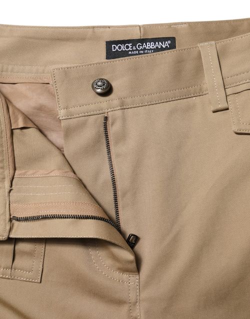 Cotton-Elastane Tapered Cargo Pants — Beige