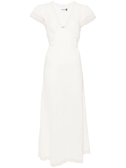 Clarice lace-trim midi dress - White