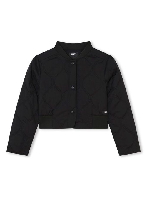 Band-collar buttoned padded jacket - Black