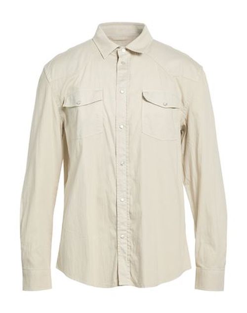 Man Shirt Cream Size L Cotton, Elastane