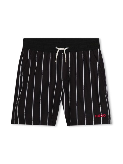 Logo-print striped swim shorts - Black