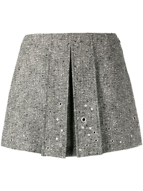 Rivet-detail pleated mini skirt - Grey