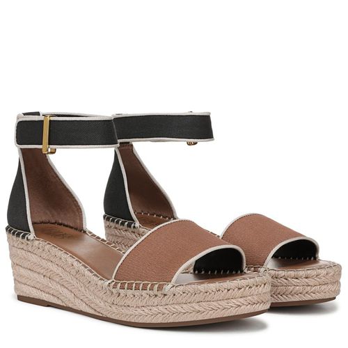 Women's Pela Espadrille Wedge Sandals (Tan/Black Twill Fabric)