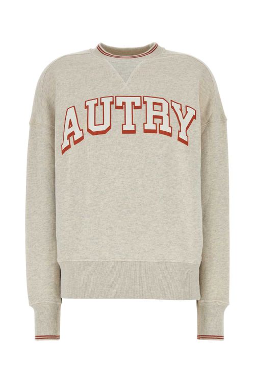 Logo-Embroidered Cotton Sweatshirt — Beige
