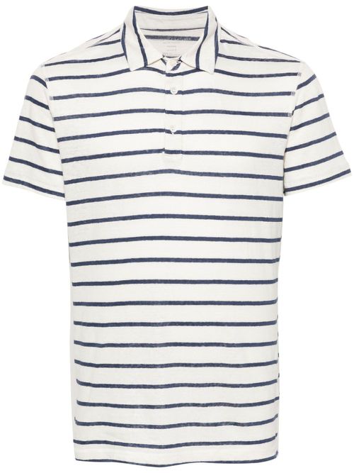 Striped linen-blend polo shirt - Neutrals