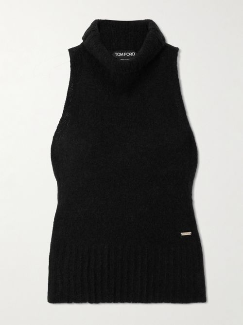 Cashmere And Silk-blend Turtleneck Top - Black