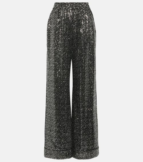 Sequined high-rise wide-leg pants