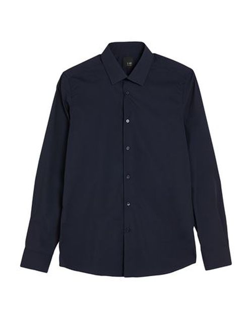 Man Shirt Midnight blue Size 15 Cotton, Polyamide, Elastane