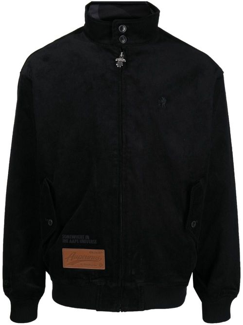 Logo-patch cotton bomber jacket - Black