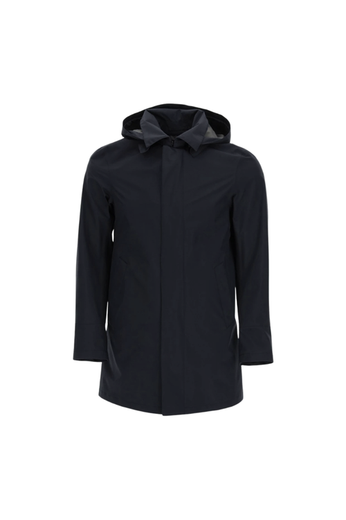 Hooded Nylon Coat — Black