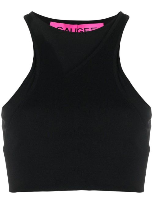 Fine-knit cropped top - Black