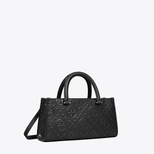 T Monogram Embossed Small East-West Tote