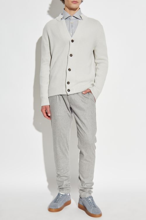 Shirt With Cashmere Trim, Men's, Grey