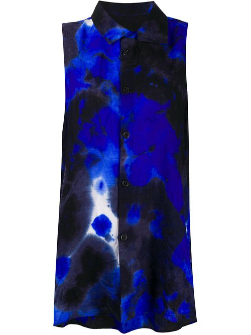 Longline tie-dye shirt - Blue