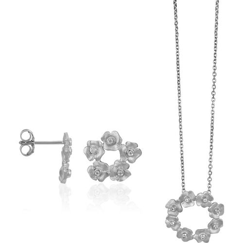 Orphelia WoMens 925 Sterling Silver Set: Chain-Pendant + Earrings - SET-5245 - One Size