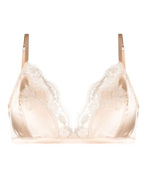 Soft-Cup Satin Bra With Lace Detailing