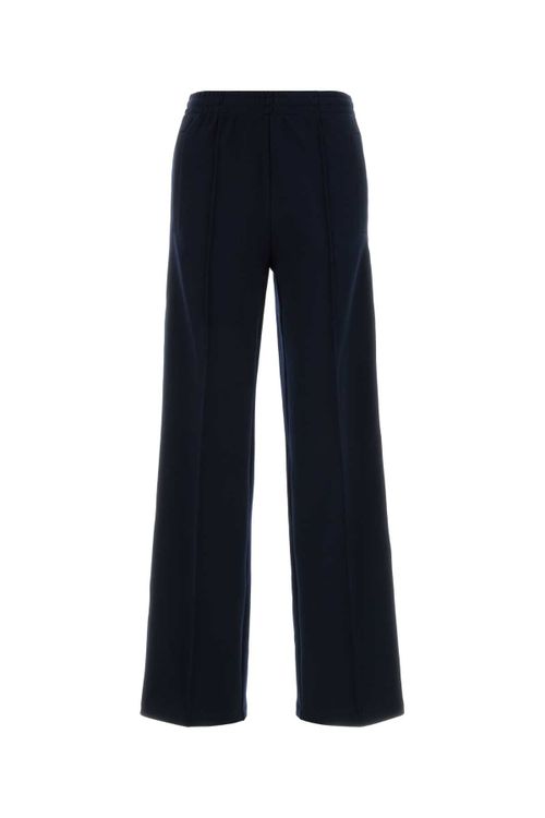 Pleated Polyester Trousers — Navy