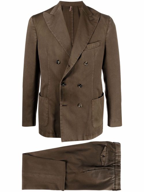 Double-breasted wool suit - Green