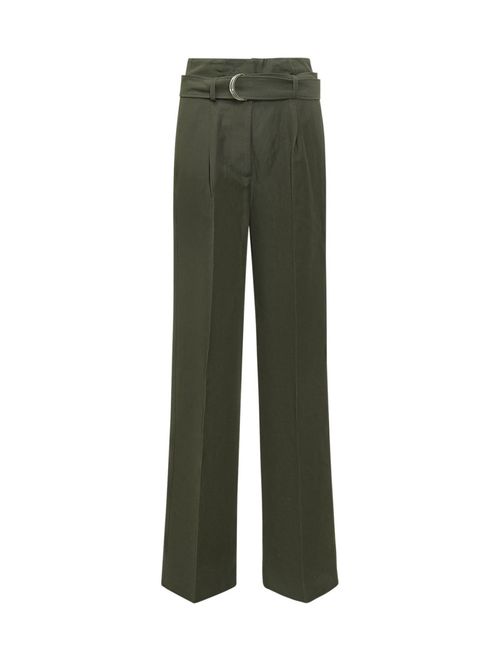 Green Relaxed Flat Front Pants