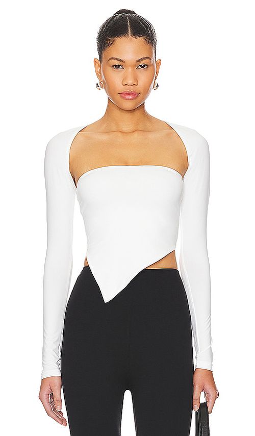 Superdown Dax Shrug Top in Chocolate. S. Also in